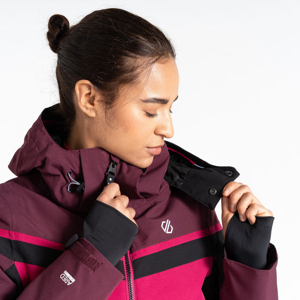 Dare2b Ladies Flurry Waterproof Breathable Stretch Ski Jacket-BERRY