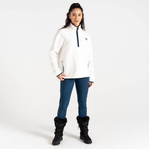 Dare2b Ladies Slide Out Half Zip Borg Fleece-CREAM