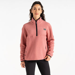 Dare2b Ladies Slide Out Half Zip Borg Fleece-ROSE