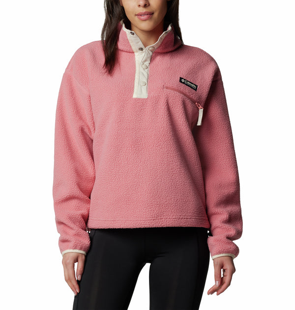 Columbia Ladies Helvetia II Cropped Half Snap Regular Fit Fleece-PINK