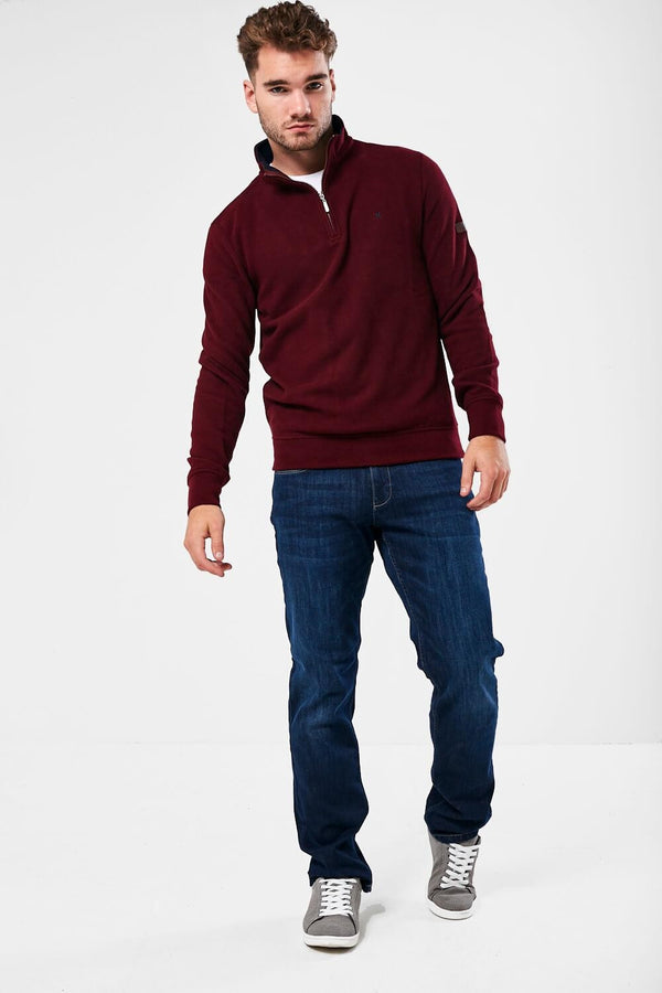 Mineral Mens KENTUCKY Half Zip Sweatshirt - BURGUNDY