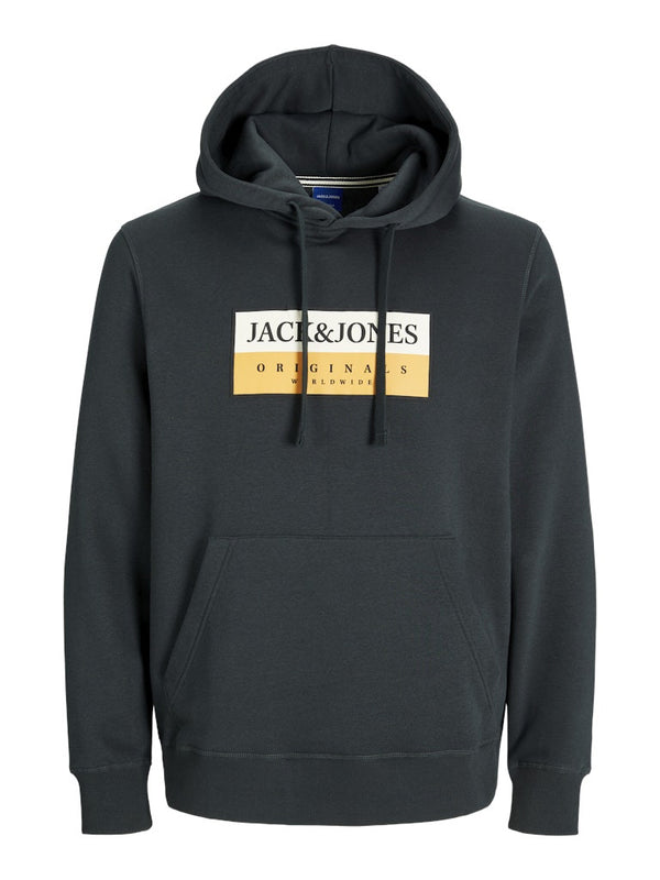 Jack & Jones Mens Fredrisksberg Box Overhead Regular Fit Hoody-FOREST GREEN