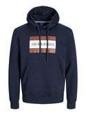 Jack & Jones Mens Fredrisksberg Box Overhead Regular Fit Hoody-SKY CAPTAIN