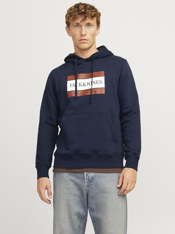 Jack & Jones Mens Fredrisksberg Box Overhead Regular Fit Hoody-SKY CAPTAIN