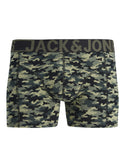 Jack & Jones Mens 3 Pack Danny Comfort Stretch Trunks-BLACK