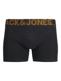 Jack & Jones Mens 3 Pack Danny Comfort Stretch Trunks-BLACK