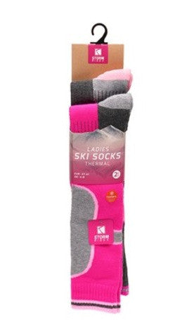 Ladies 2 Pack Thermal Ski Socks 4-8