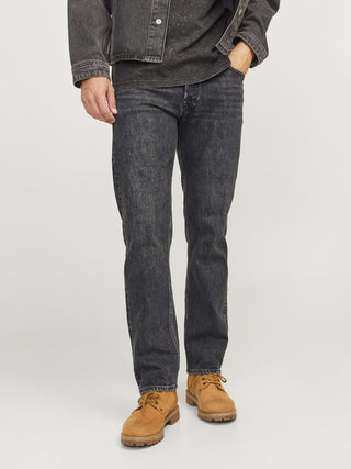 Buy black-long Jack &amp; Jones Mens Chris 079 Relaxed Fit Stonewashed Jeans