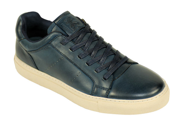 Front Mens Bronx Leather Casual Shoe-NAVY