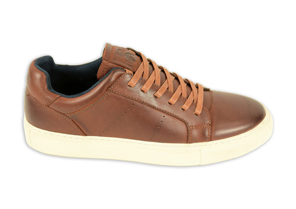 Front Mens Bronx Leather Casual Shoe-TAN