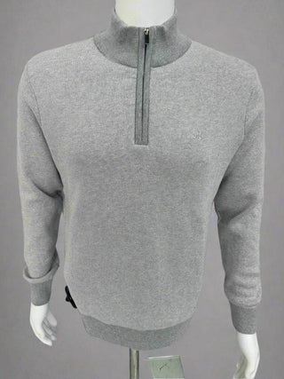 Mineral Mens River 1/4 Zip Knitted Sweatshirt-GREY