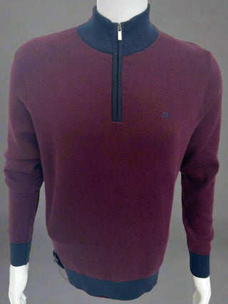 Mineral Mens River 1/4 Zip Knitted Sweatshirt-BURGUNDY