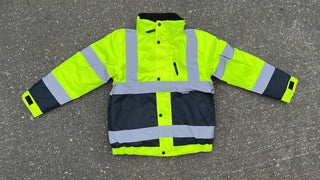 Junior 2 Tone Hi Vis Kids Bomber Farm Work Safety Jacket-HIVIZ YELNVY