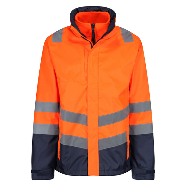 Regatta Mens Pro Hi Vis 3 In 1 Waterproof Breathable Windproof Work Jacket-HIVIZ ORANVY