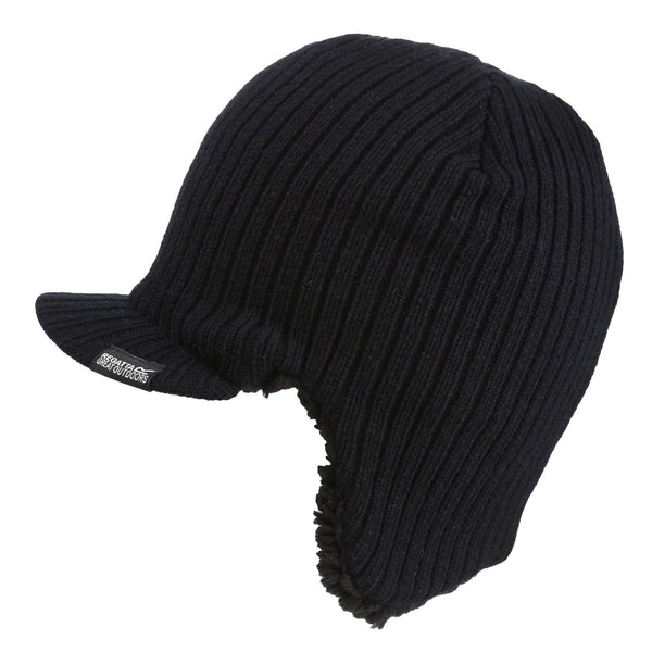 Regatta Anvil Borg Fleece Lined Longer Length Peaked Cap-BLACK