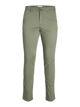 Jack & Jones Mens Marco Bowie Slim Fit Smart Casual Chino Trouser - Lichen-GREEN REGULAR LEG