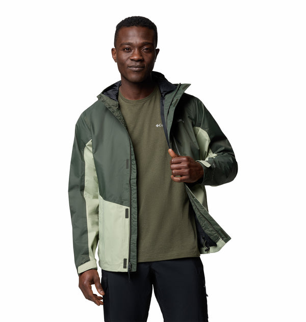 Columbia Mens Pouring Adventure Waterproof Breathable Packable Jacket-GREEN