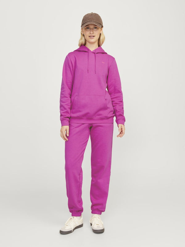 JJXX ladies Abbie Overhead Relaxed Fit Hooded Sweatshirt-FUCHSIA