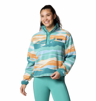 Columbia Ladies Helvetia II Cropped Half Snap Regular Fit Patterned Fleece-TEAL