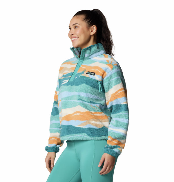 Columbia Ladies Helvetia II Cropped Half Snap Regular Fit Patterned Fleece-TEAL