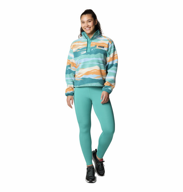 Columbia Ladies Helvetia II Cropped Half Snap Regular Fit Patterned Fleece-TEAL