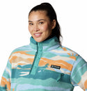 Columbia Ladies Helvetia II Cropped Half Snap Regular Fit Patterned Fleece-TEAL