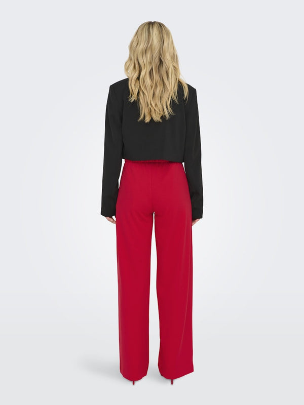 JDY Geggo Wide Leg Elasticated Waist Trousers 32" leg-RED