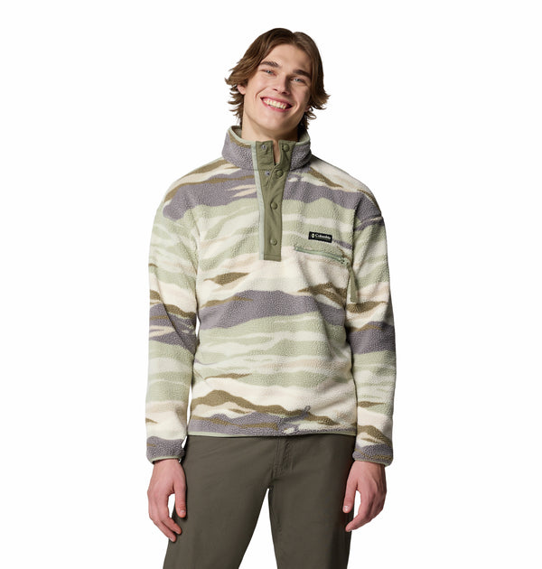 Columbia Mens Helvetia II Regular Fit Printed Half Snap Fleece-SAFARI