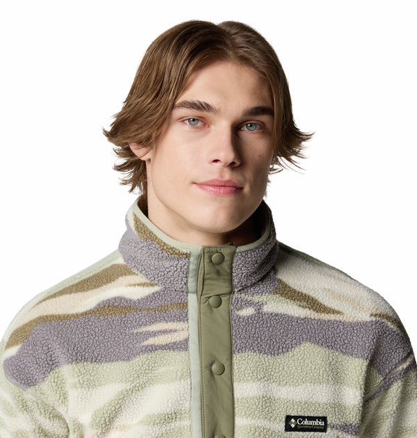 Columbia Mens Helvetia II Regular Fit Printed Half Snap Fleece-SAFARI