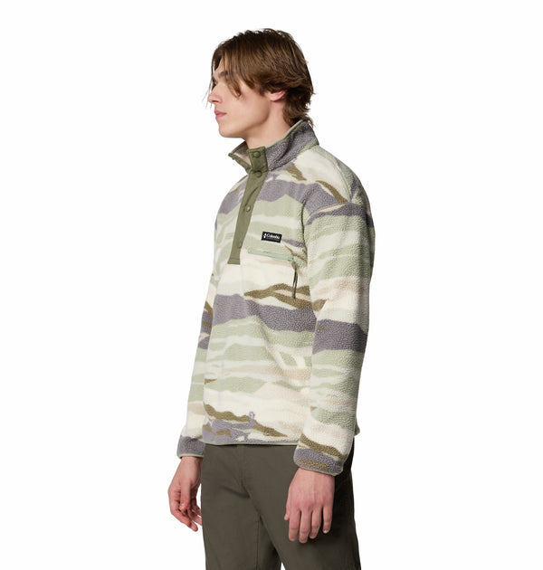 Columbia Mens Helvetia II Regular Fit Printed Half Snap Fleece-SAFARI