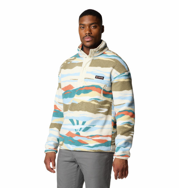 Columbia Mens Helvetia II Regular Fit Printed Half Snap Fleece-CHALK