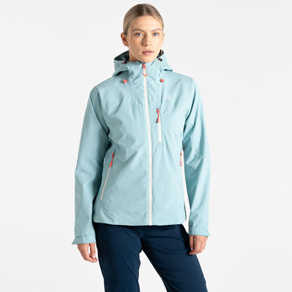 Dare2b Ladies Torrek II Highly Waterproof Breathable Windproof Comfiort Stretch Hooded Walking Hiking Jacket-AQUA