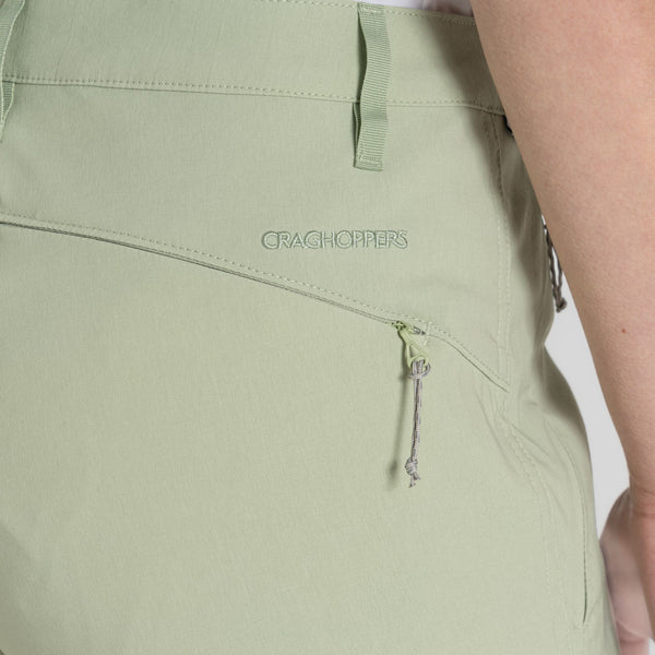 Craghoppers Ladies Kiwi Pro II Crop Stretch Water Repellent Sun Protective Quick Dry Trousers-GREEN