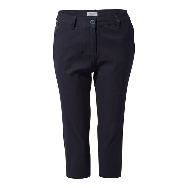 Craghoppers Ladies Kiwi Pro II Crop Stretch Water Repellent Sun Protective Quick Dry Trousers-DARK NAVY