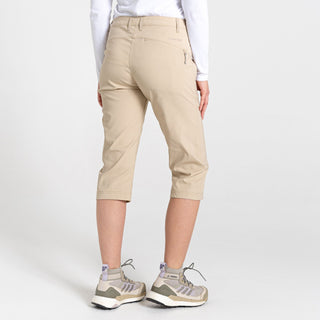 Craghoppers Ladies Kiwi Pro II Crop Stretch Water Repellent Sun Protective Quick Dry Trousers-SAND