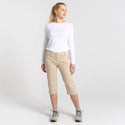 Craghoppers Ladies Kiwi Pro II Crop Stretch Water Repellent Sun Protective Quick Dry Trousers-SAND