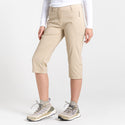 Craghoppers Ladies Kiwi Pro II Crop Stretch Water Repellent Sun Protective Quick Dry Trousers-SAND