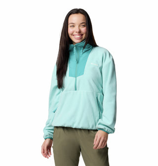 Columbia Ladies Sequoia Grove Cropped 1/2 Zip Overhead Fleece-TEAL