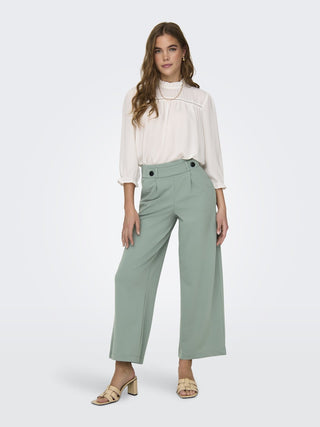 JDY Geggo Wide Fit Elasticated Trousers 30" Leg-GREEN