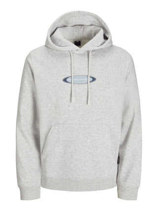 Jack & Jones Mens Pacer Relaxed Fit Casual Hoodie-LIGHT GREY