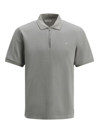 Jack & Jones Mens Austin Zip Neck Polo-GREY