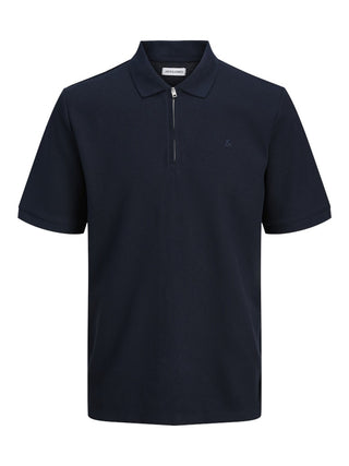 Jack & Jones Mens Austin Zip Neck Polo-NAVY BLAZER