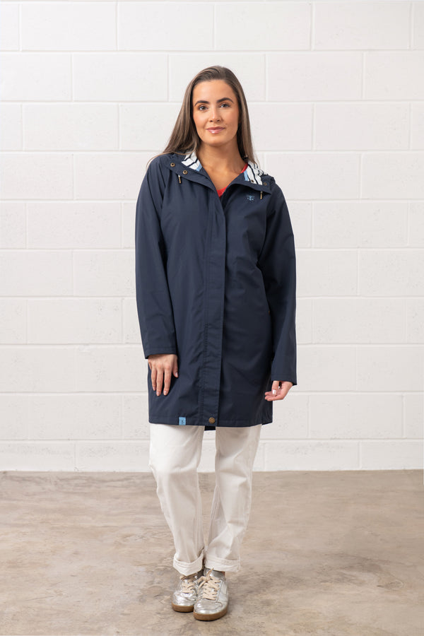 Lighthouse Ladies Long Beachcomber II Waterproof Breathable Jacket-NAVY