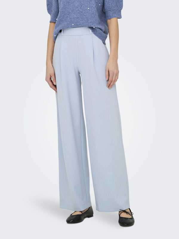 JDY Geggo Wide Leg Elasticated Waist Trousers 32" leg-LIGHT BLUE