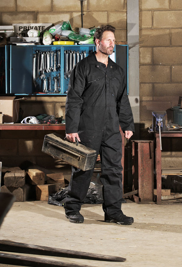 Fort Zip Front Coverall With Elasticated Back-BLACK
