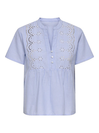 ONLY Ladies Skano Embroidered Cotton Top | Short Sleeve Blouse Ireland