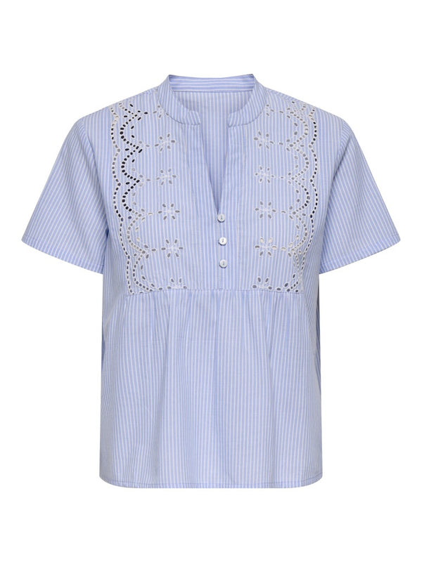ONLY Ladies Skano Embroidered Cotton Top | Short Sleeve Blouse Ireland