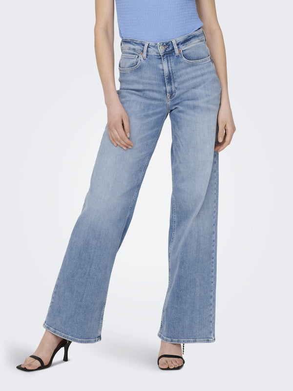 ONLY Madison Blush High Waist Wide Leg Jeans – Light Blue Organic Cotton Denim