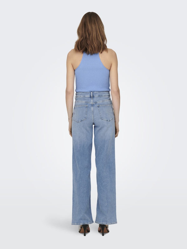 ONLY Madison Blush High Waist Wide Leg Jeans – Light Blue Organic Cotton Denim