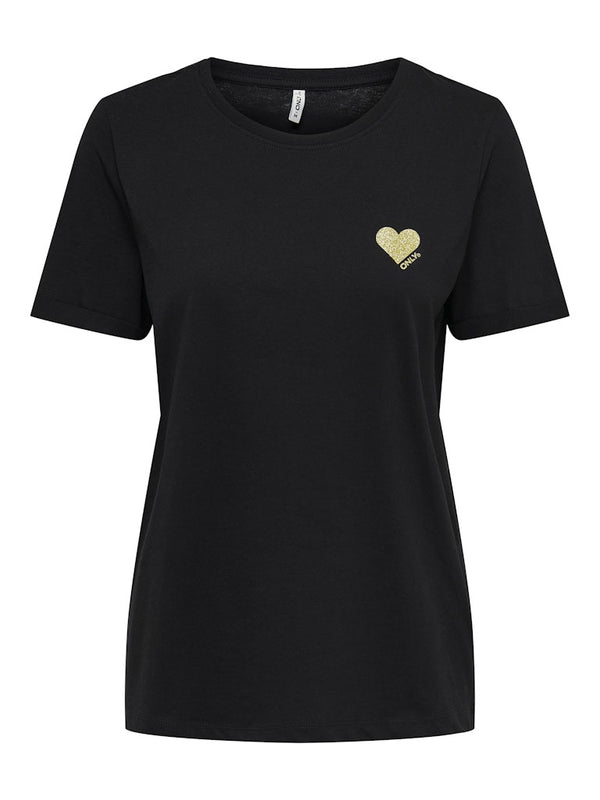 ONLY ONLKITA LIFE Short Sleeve Organic Cotton Top – Stylish with Glitter Detail